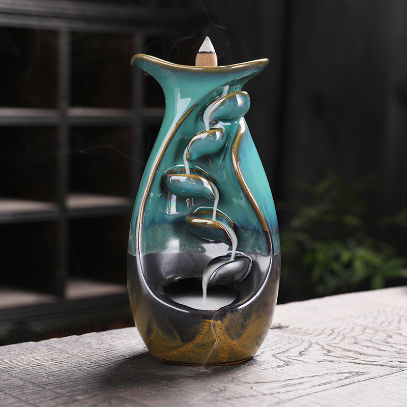 Incense Burner - Vase Ceramic Backflow Waterfall Incense Holder 