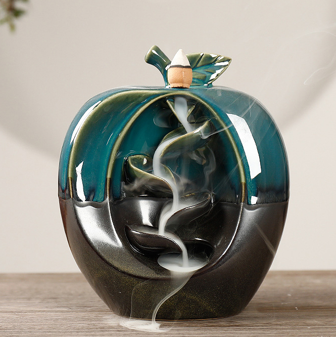 Incense Burner - Apple Ceramic Backflow Waterfall Incense Holder