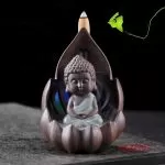 Incense Burner - LED Small Buddha Ceramic Backflow Waterfall Incense Holder