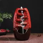 Incense Burner - Ceramic Backflow Waterfall Incense Holder - Red