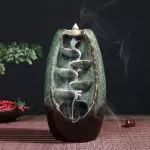 Incense Burner - Ceramic Backflow Waterfall Incense Holder - Light Green