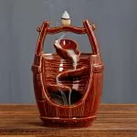 Incense Burner - Bucket Ceramic Backflow Waterfall Incense Holder, Red