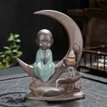 Incense Burner - Cute Little Buddha Ceramic Backflow Waterfall Incense Holder