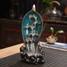 Lotus Ceramic Backflow Waterfall Incense Holde