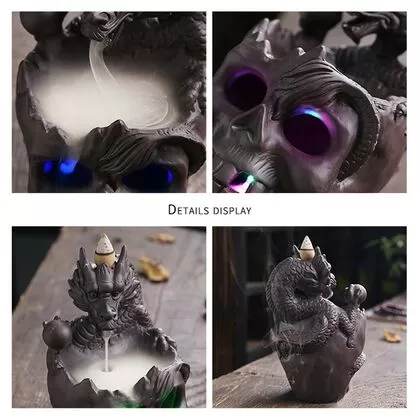 Cool Incense Burner - Dragon Skull LED Halloween Creepy Decoration