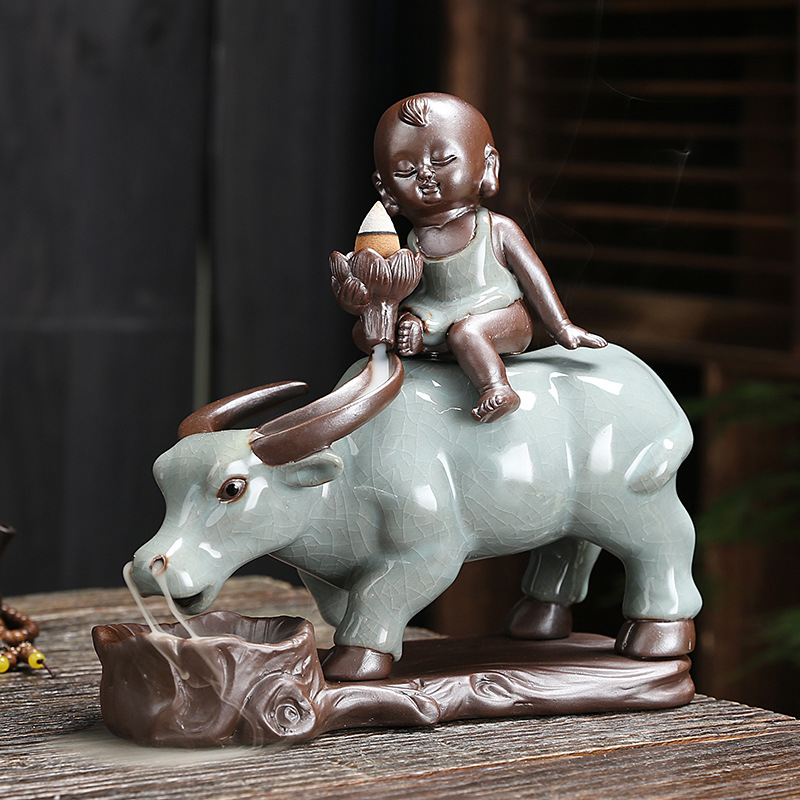 Incense Burner - Lotus Cowboy Ceramic Backflow Waterfall Incense Holder
