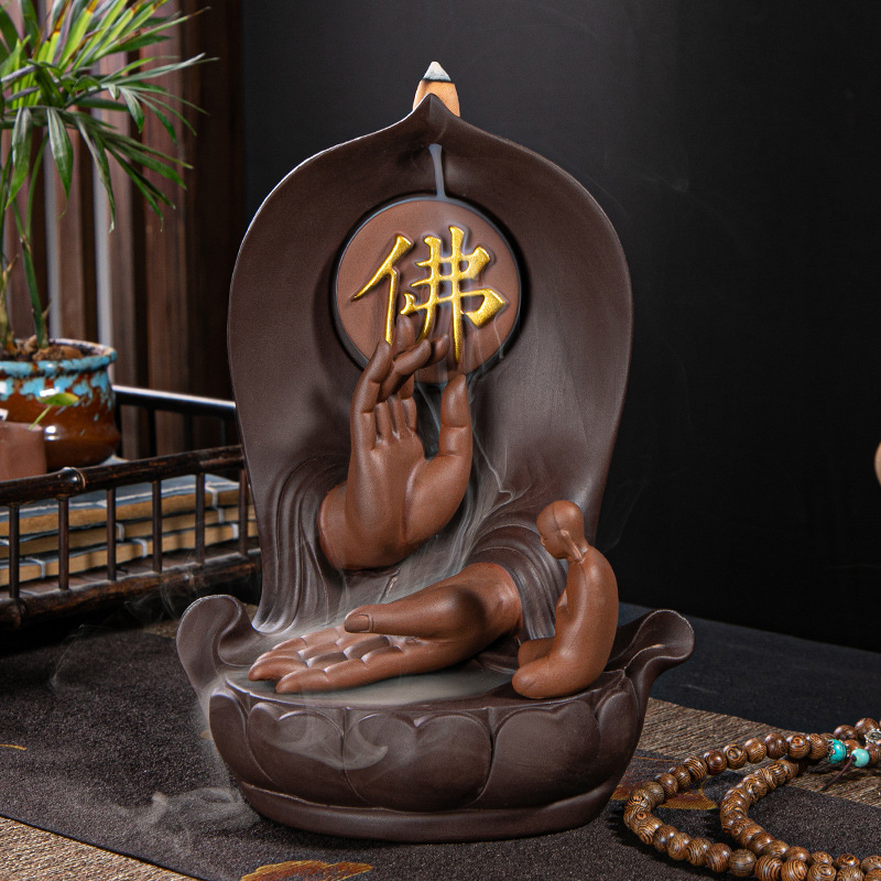 Incense Burner - Buddha Ceramic Backflow Waterfall Incense Holder