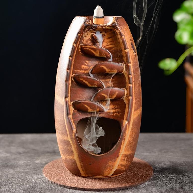 Incense Burner - Ceramic Backflow Waterfall Incense Burner Holder - Camel