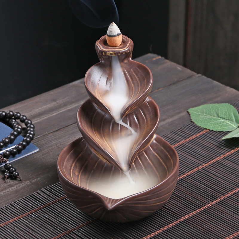 Incense Burner - Ceramic Leaf Backflow Waterfall Incense Holder