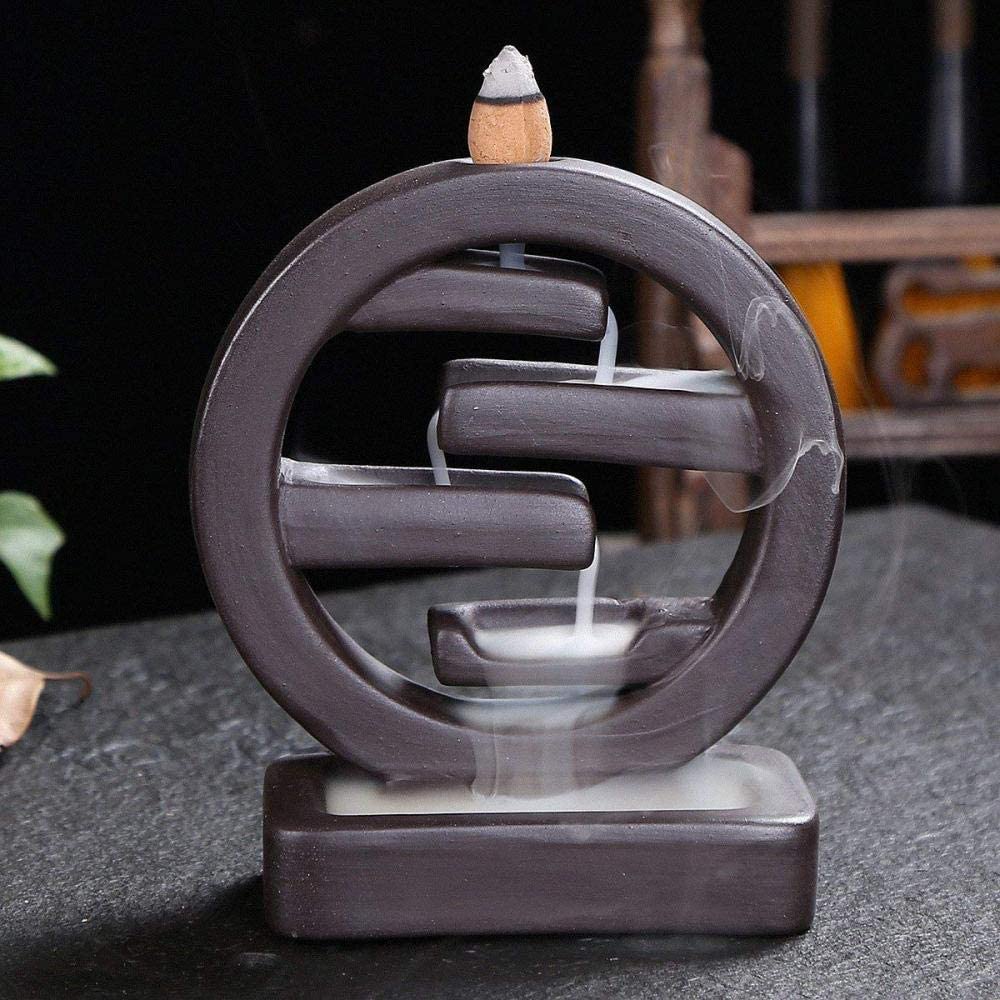 Incense Burner - Square Round Ceramic Backflow Waterfall Incense Holder